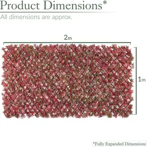 Christow Expanding Artificial Trellis Red Acer Garden Privacy Screening Wall Fence 2m x 1m