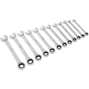 12-Piece Slim Handle Ratchet Spanner Set for Tight Spaces - Metric Sizes