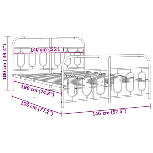 Berkfield Metal Bed Frame without Mattress with Footboard Black 140x190cm