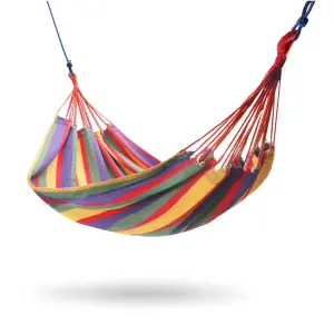 Primrose Rainbow Outdoor Garden Double Hammock with Steel Stand and Carry Bag Included