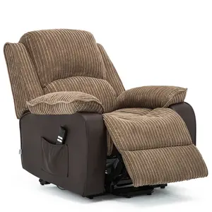 Postana Dual Motor Electric Rise Recliner Jumbo Cord Fabric Armchair Electric Lift Riser Chair (Brown)