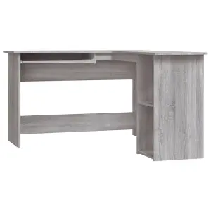 Berkfield Corner Desk Grey Sonoma 120x140x75 cm Engineered Wood