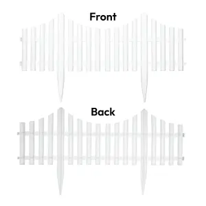 KCT 5 Pack -  Interlocking Flexible White Picket Fence Garden Borders - 40 Pieces Total