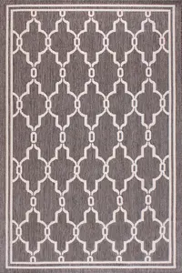 Silver Grey Outdoor Rug, Geometric Stain-Resistant Rug For Patio Decks Garden Balcony, Modern Outdoor Area Rug-60cm X 120cm