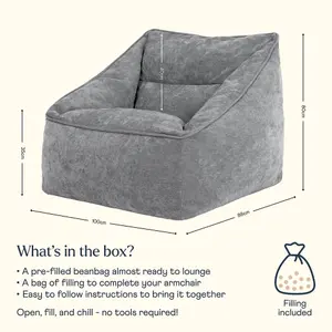 icon Natalia Chenille Armchair Bean Bag Grey Giant Bean Bag Chair