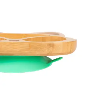 Tiny Dining - Children's Bamboo Suction Fox Plate - Green