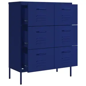 Berkfield Drawer Cabinet Navy Blue 80x35x101.5 cm Steel