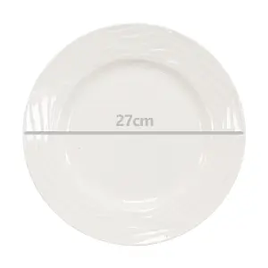 simpa 6PC Porcelain White Wave Dinner Plate Set.