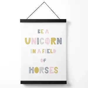 Cute Be a Unicorn Pink Scandi Quote Medium Poster with Black Hanger