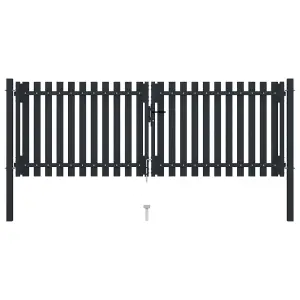 Berkfield Double Door Fence Gate Steel 306x150 cm Anthracite