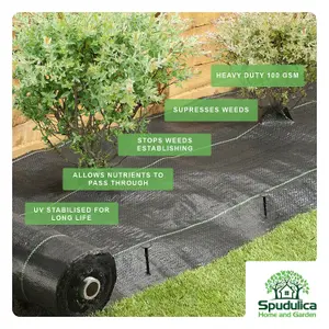 Spudulica Woven Garden Membrane Black Roll - 50m x 1m - 50m2 Weed Control, Ground Cover, Driveway Fabric, Garden Geotextile