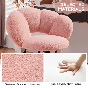 Yaheetech Upholstered Desk Chair with Cloud Shaped Backrest - Pink