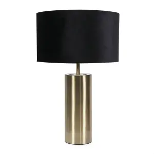 ValueLights Lexy Antique Brass Touch Table Lamp with Black Velvet Shade