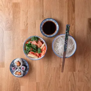 Nicola Spring Hand-Printed Sauce Dish - Japanese Style Porcelain Snack Salsa Dip Crockery - 10cm - Navy