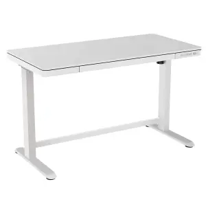 Dellonda White Electric Adjustable Standing Desk with USB & Drawer, 1200 x 600mm