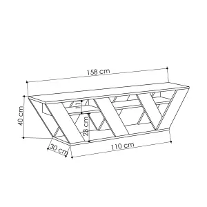 Decortie Ralla Modern TV Unit with Shelves Anthracite Grey 65" 158cm