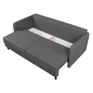 Bruno 3 Seater Sofa Bed with Storage - Dark Grey (Lumos16)