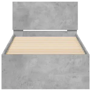 Berkfield Bed Frame without Mattress with LED Lights Concrete Grey 90x200 cm