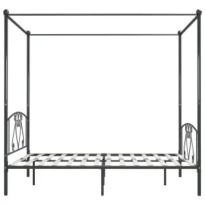 Berkfield Canopy Bed Frame Grey Metal 200x200 cm