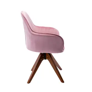 Upholstered Swivel Dining Chair Pink Velvet