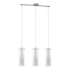 Pendant Ceiling Light Chrome Shade Clear White Glass Glass Opal Matt Bulb E27 3x60W