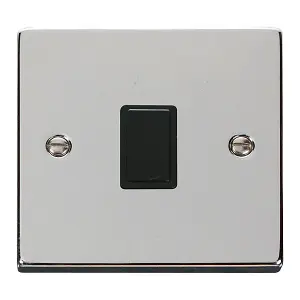 Polished Chrome 1 Gang 20A DP Switch - Black Trim - SE Home