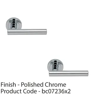 2 PACK - Premium Concealed Door Handle Set - Polished Chrome Straight Lever on Round Rose