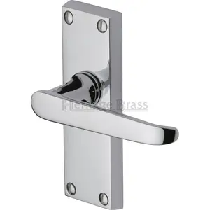 Heritage Door Handle Lever Latch Victoria Short Design (Set of 2) Polished Chrome