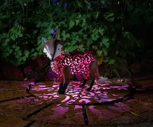 Solar Powered LED Fox Metal Silhouette Garden Animal Sculptures