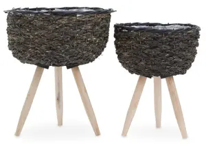 Interiors by Premier Lentigo Set Of Two Black Planters