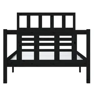 Berkfield Bed Frame Black Solid Wood 90x200 cm