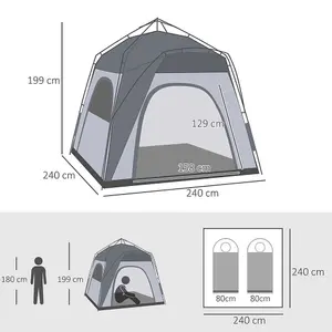 Outsunny Four Man Pop Up Tent Automatic Camping Backpacking Dome Shelter, Green