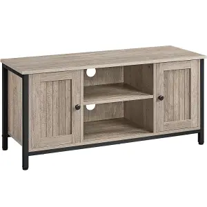 Yaheetech Grey Farmhouse TV Cabinet with 2 Doors and Cable Management