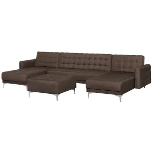 U-Shaped Sofa with Ottoman ABERDEEN Dark Brown Symmetrical