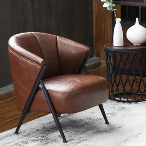 Faux Leather Brown Viviana Accent Chair