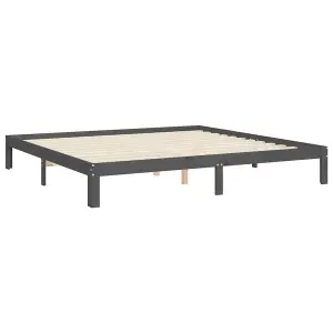 Berkfield Bed Frame with Headboard Grey 200x200 cm Solid Wood