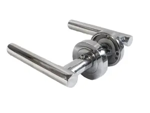 Door Handles T Bar Straight Lever on Rose Latch - Chrome 125mm