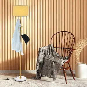 Costway Modern Floor Lamp with Coat Rack Freestanding Lamp W/ 5 Hooks & Foot Switch E27