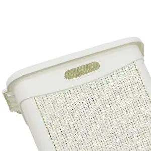 JVL 43L Knit Design Slim Loop Plastic Laundry Basket, White, H:55 x W:46 x D:29cm Approx