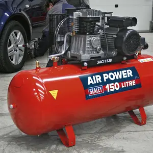 150 Litre Belt Drive Air Compressor - 3hp Motor - 1/2 Inch BSP Female Tap Outlet