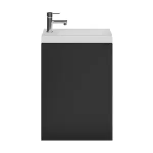 GoodHome Imandra Matt Black Single Wall-mounted Bathroom Cloakroom unit (H) 550mm (W) 440mm