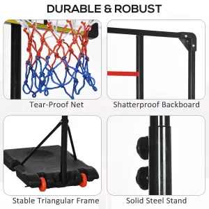 SPORTNOW Adjustable Basketball Hoop and Stand w/ Wheels, 1.8-2.1m, Red