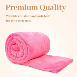 Faux Fur Mink Throw Luxury Super Soft Plain Bed Sofa Settee Throw Blanket - Medium Fuchsia Pink