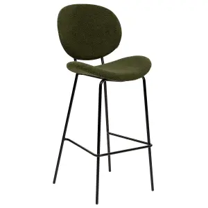 Set of 2 Bar Chairs LUANA Boucle Dark Green