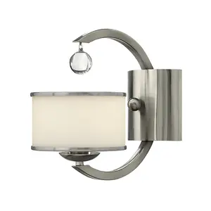 Elstead Monaco 1 Light Wall Light Brushed Nickel Glass Shade, E14