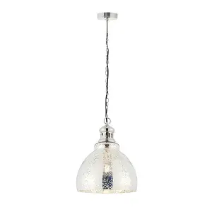 Luminosa Darna LED 1 Light Pendant Bright Nickel, Mercury Glass, E27