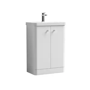 Core 605mm Single Bathroom Vanity with Integrated Vitreous China Basin Gloss White