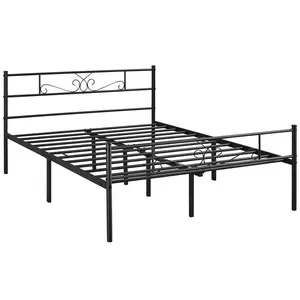 Metal Bed Frame with Headboard/Under-Bed Storage Black / King (5')