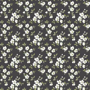 Galerie Secret Garden Black/Cream Delicate Flower Trail Wallpaper Roll