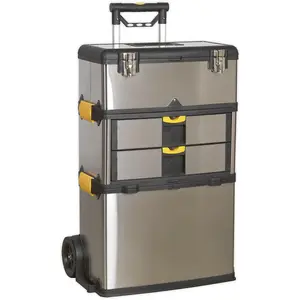 Versatile Portable Steel Tool Chest with Wheels and Multiple Compartments